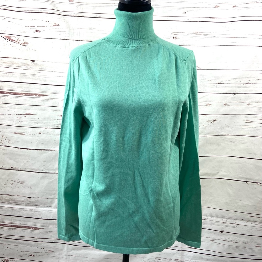 Talbots Sweater Women’s XL Green Turtleneck Pullover Long Sleeves